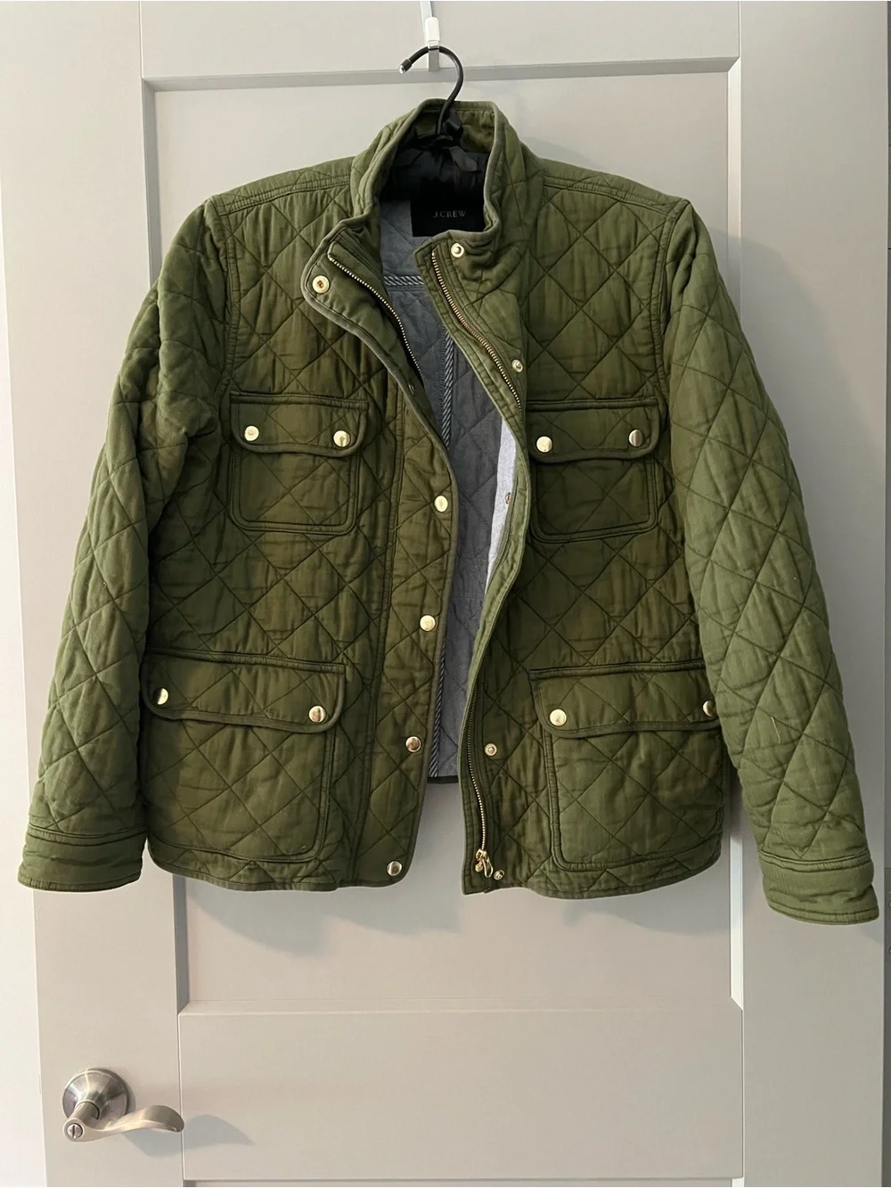 JCrew Quilted Downtown Field Jacket - Olive Green